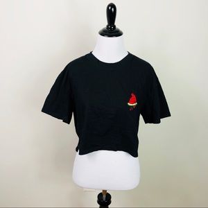 REFORM Black Watermelon Crop Top Tee Cotton *184